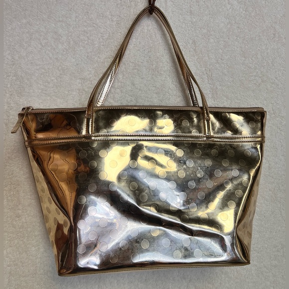 Kate Spade Metallic Gold Tote with Polka Dots - Picture 3 of 9